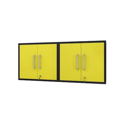 Manhattan Comfort Eiffel Floating Garage Cabinet in Matte Black and Yellow (Set of 2) 2-251BMC84